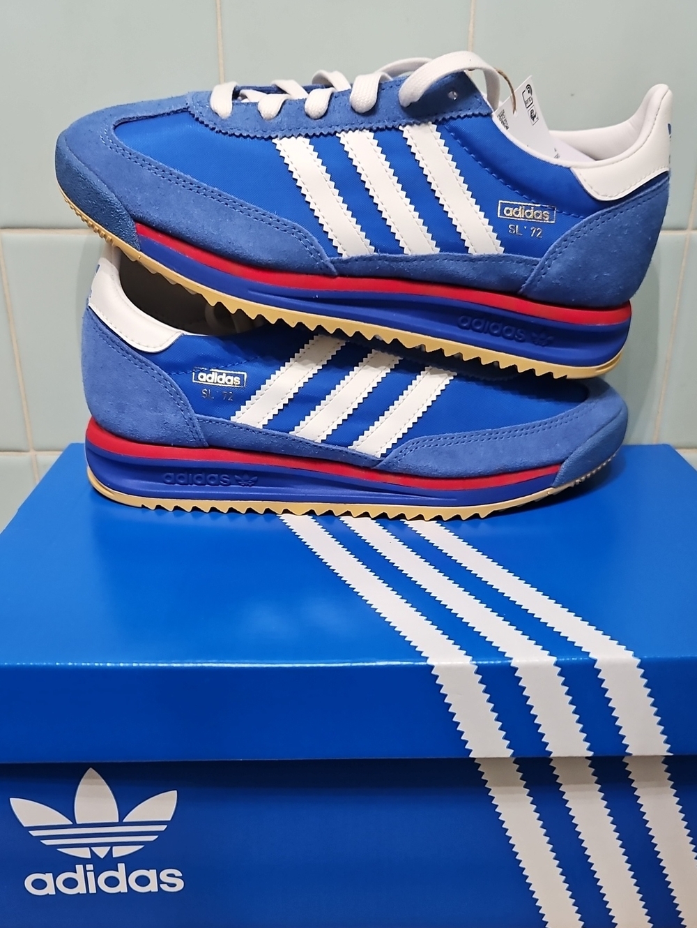 adidas SL 72 Kids's Retro Running Shoes - Blue/White/Red Size 4.5Y NWT